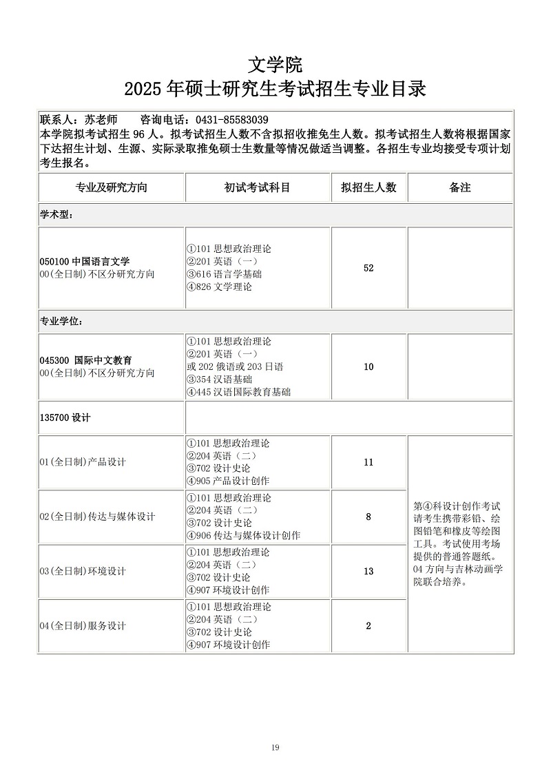 长春理工大学2025硕士研究生考试招生专业目录