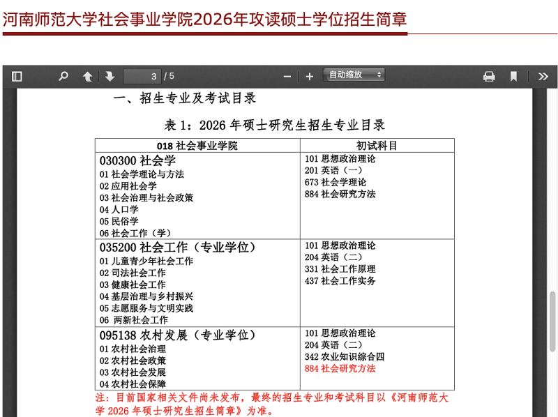 河南师范大学社会事业学院发布2026年攻读硕士学位招生简章
