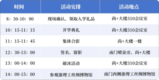 浙江理工大学同等学力人员申请硕士学位开学典礼活动安排