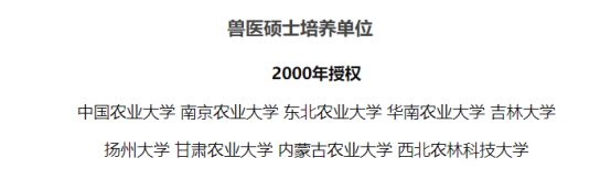 兽医硕士培养单位