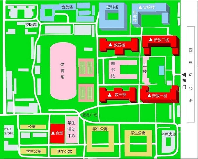 校本部教学楼分布示意图