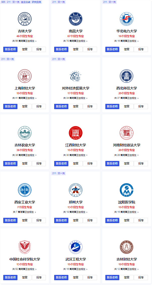 同等学力申硕招生院校